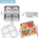 3 Pack Stainless Steel Bento Lunch Box, 4 Compartment Snack Containers, Divided Meal Prep Lunch Containers, Food Storage Containers For Work and Travel