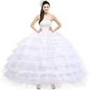 XinChangShangMao Crinoline Underskirt for Women 6 Hoop Petticoat Floor Length Ball Gown Hoop Skirt for Quinceanera Wedding Party Prom Dress White