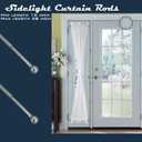 French Door Curtain Rod, Dual Installation (Screws or Adhesive), 3/8 Inch Diameter Small Satin Nickel Sash Curtain Rod, Set of 2