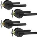 Asidrama 4 Pack Privacy Door Handles with Lock, Black Door Handles Interior for Bedroom or Bathroom, Heavy Duty Door Lever with Reversible Interior Door Handle for Left Right Sided Doors