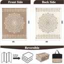 Pauwer Outdoor Rug 8x10, Waterproof Plastic Straw Camping Rug, Floral Brown