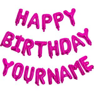 Happy Birthday Banner - Happy Birthday Balloon Letters Balloons 2 Sets A- Z 16'' Mylar Foil Birthday Party Decorations for Kids, Women, Men, Hot Pink