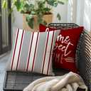RABUSOFA Pillow Covers 20x20 Set of 4 Home Sweet Home Modern Decorative Throw Cushion Covers Striped Geometric Outdoor Pillow Case for Couch Bed Burgundy Gray
