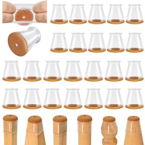 24 Pcs Chair Leg Floor Protectors for Hardwood Floors Silicone Covers to Protect Wood Tile Floors Scratches Felt Pads Furniture Leg Caps No Noise (Fit:0.5"-0.89")