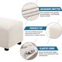H.VERSAILTEX Ottoman Cover Slipcover Rectangle Fit Length 29"-34" Footrest Sofa Slipcovers Stool Cover Footstool Protector Covers Feature Stretch Thick Soft Jacquard Fabric Removable Washable - Ivory