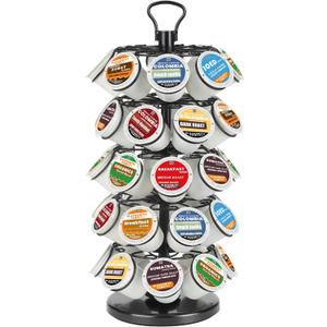 K Cup Holders,K Cup Holder, K Cups Holder,K Cup Carousel, Coffee Pods Holder Storage Organizer Stand,No Assembly Required,Black (40 Pods Capacity Easy Assembly Glossy Black)