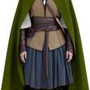 Cloak with Hood Women,Medieval Renaissance Hooded Cloak-Velvet Witch Cape with Clasp for Halloween Cosplay Costume (Army Green)