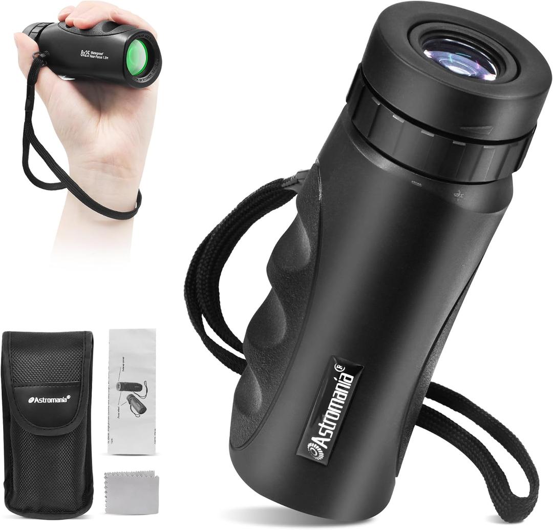 Astromania Upgraded 8x25 Waterproof Compact Monocular, Smaller Size Easier to Carry Around for Bird Watching Hunting Camping Hiking Sport Game Concerts