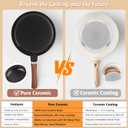 VanlonPro 10-inch Pure Ceramic Frying Pan Skillet - Non-Toxic, PFOA/PFAS/PTFE Free, No Chemical Coating - Healthy Cooking - Solid Wood Handle (Black)