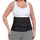 Postpartum Belly Band Abdominal Binder Post Surgery, for Natural Delivery & C-Section Recovery, 9.7" High Adjustable Compression Belly Wrap, Polyester Made with Bamboo Charcoal Fiber(Black, S/ M)