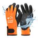 100% Waterproof Gloves for Men and Women, Winter Work Gloves for Cold Weather, Touchsreen, Thermal Gloves for Fishing, Gardening and Working in Freezer, With Grip, Orange, XX-Large