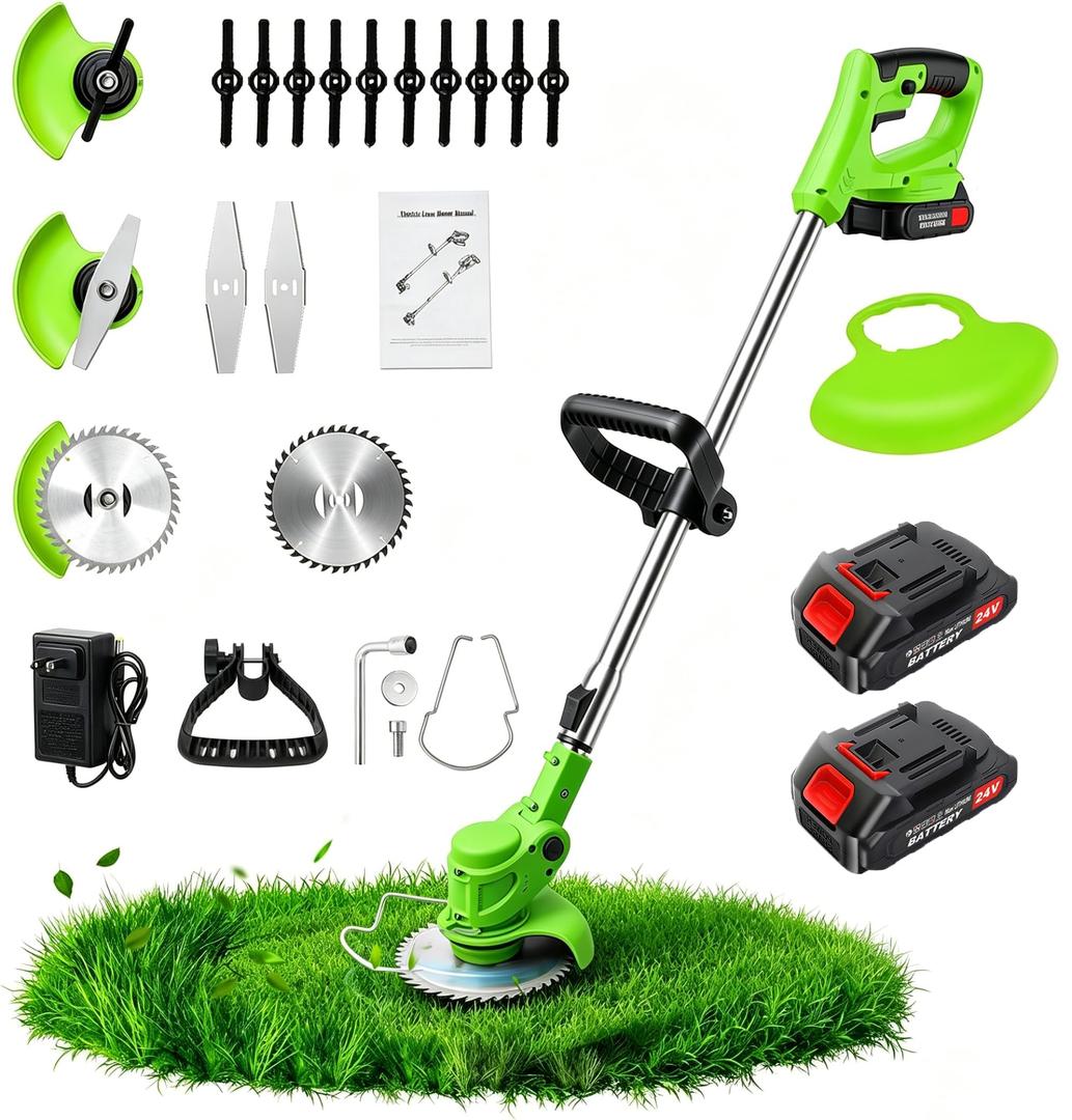3-in-1 Cordless Weed Wacker: 21V Weed Eater & Grass Cutter
Electric Brush Cutter Lawn Edger with 2 x 2000mAh Batteries & Charger, Lightweight Grass Trimmer for Garden Yard Pruning Yard