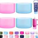 LONPARRY 4-Pack Silicone Boot for Stanley Cup 40 30 OZ, Boots for Stanley Cups Accessories 40 30OZ,Non-Slip Rubber Bottom Protector Cover,Noise Reduction Sleeve for Quencher H2.0 / IceFlow 20oz 30oz (2 Clear Fuchsia+2 Clear blue)