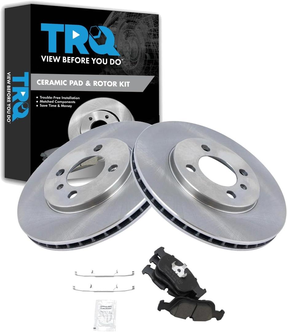 TRQ Front Brake Pad & Rotor Kit Brake Pads Brake Rotor Ceramic Compatible with 1991 BMW 318i