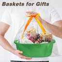 Pro Goleem Small Woven Basket with Gift Bags and Ribbons Durable Baskets for Gifts Empty Small Rope Basket for Storage 12"X 8" X 5" Baby Toy Basket with Handles, Grass Green
