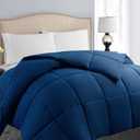 EASELAND  Down Alternative Comforter - Quilted Duvet Insert for All Seasons, Soft Lightweight with Corner Tabs, Summer Winter Warm Bedding, Navy