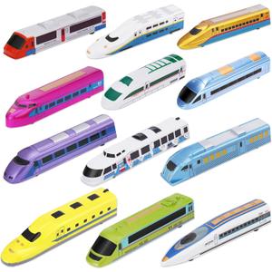 Bullet Train Pull Back Toy High Speed City Train Modern Locomotives for Kids Toddle Boys - Bundle of 12