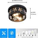 10.6 inch Black Flush Mount Ceiling Light Fixtures, 2-Light Ceiling Mount for Industrial, Crystal Light Fixtures for Farmhouse, Bedroom, Living Room, Kitchen, Hallway and Foyer (2 Pack)