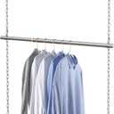 Closet Haing Rod, Adjustable Width and Height Closet Extender Hanging Rod, Space-Saving Clothes Hanging Bar, 30-40 Inches, 1 Pack