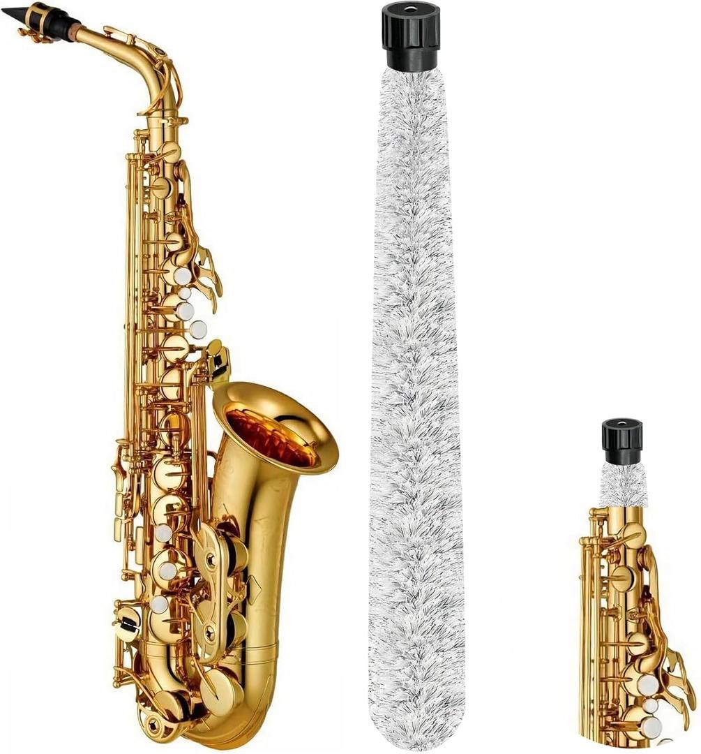 Alto Saxophone Cleaning Swab, Alto Sax Pad Saver Brush Cleaner, Ultra Absorbent Cotton Sax Cleaning & Care Kit, Suitable for Alto Sax, Length 21''