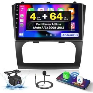 Inefala 8-Core 4+64G Android 15 Car Stereo for Nissan Altima 2008-2012 (Automatic A/C) Upgrade Radio, 9'' HD Touch Screen with Wireless CarPlay & Android Auto, AHD Backup Camera, Mirror Link, GPS Navi