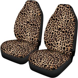 Trendy Leopard Animal Print Car Front Seat Covers Set of 2 Wild Cheetah Pattern Vehicle Seat Protector Car Covers for Cars Sedan SUV