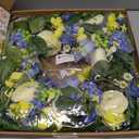 24 Inch Spring Wreath for Front Door, Artificial Hydrangea, Anemone & Wild Daisy Flowers with Berry Accents, Spring and Summer Door Wreath for Indoor Outdoor Decor