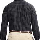 Izod Men's Big and Tall Performance Comfort Long Sleeve Gingham Button Down Shirt (Black)