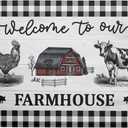 Farmhouse Barn Dish Drying Mat 18x24 Inch Cow Rooster Absorbent Microfiber Dish Drainer Rack Pad Bottles Protector for Kitchen Counter