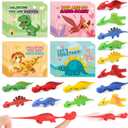 32 Pack Valentines Day Cards for Kids with Slingshot Dinosaur Finger Toys, Valentines Day Gifts for Kid Classroom, Valentines Exchange Cards for Kids, Valentines Party Favors, School Classroom Prize