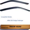 Window Visors Rain Guards Compatible with Dodge Challenger 2008-2023, Out-Channel Side Window Wind Deflectors Vent Shades Accessories, Dark Smoke, 2014 2015 2016 2017 2018 2019 2020 2021 2022