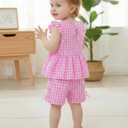 Jecson Toddler Baby Girl Summer Clothes Cotton Ruffled Sleeve Shirt Tops and Shorts Set Outfits 3Y(Pink)