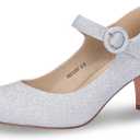 IDIFU Women's Jessy Dress Mary Jane Shoes Low Kitten Heels Closed Round Toe Office Work Wedding Pumps (9.5)