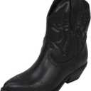 Soda Women Cowgirl Cowboy Western Stitched Ankle Boots Pointed Toe Short Booties Rigging-S (7, Black)