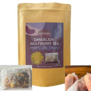 Kocymin Plastic-Free Dandelion Wolfberry Tea Bags - Supports Kidney & Liver Health, Balanced Flavor of 7 Herbs, 120g (12 Count, Dandelion Wolfberry Tea Bags)