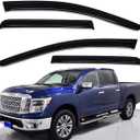 Lightronic Extra Durable Outside-Mount Auto Vent Window Visor, Fits 2017-2024 Nissan Titan, 2016-2024 Titan XD, Crew Cab Pickup, UV Protection Rain Guard, Original Window Deflector, Dark Smoke, 4-Pcs