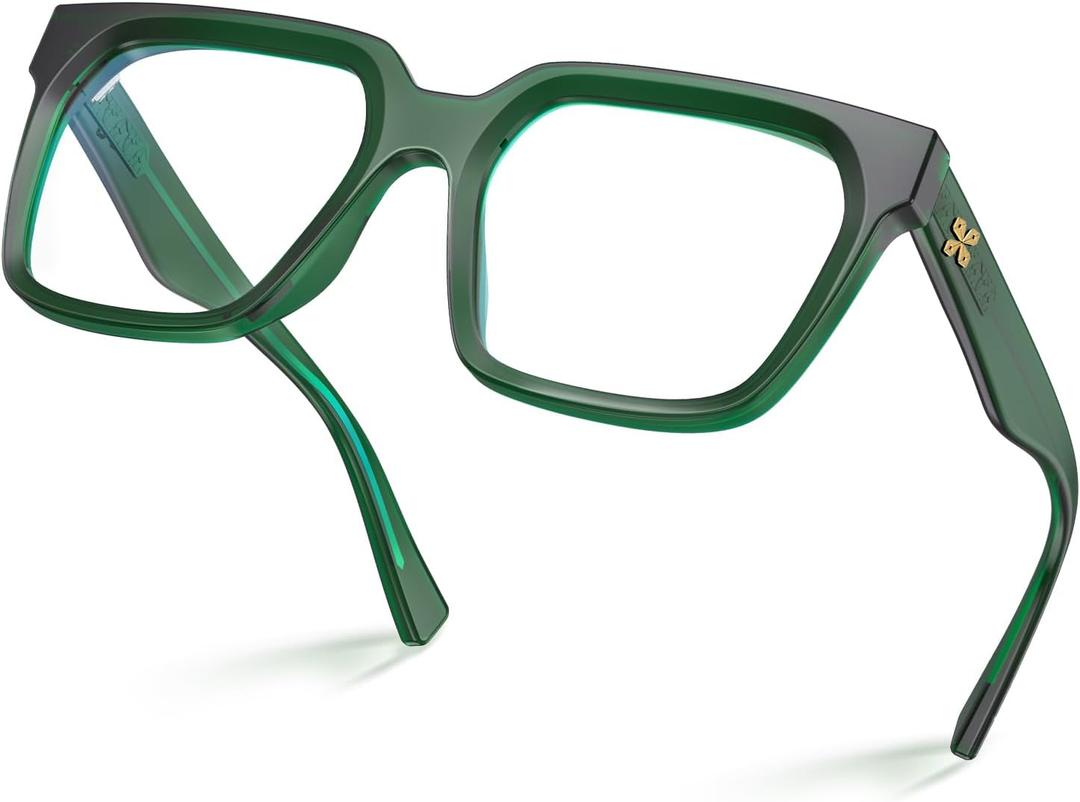 VISOONE Rectangle TR90 Blue Light Blocking Glasses Computer Eyewear with Preppy Look for Women and Men Cougar (Basil Green)