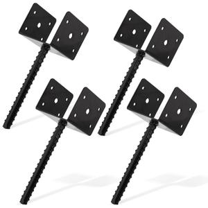 BISupply Concrete Post Anchor 4x4 Post Base Spike 4 Pack - U Shape Fence Post Holder Pergola Brackets Deck Post Base Set