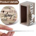 Queekay Coasters Set of 6 House Warming Gifts New Home Wooden Farmhouse Drink Coasters with Holder 4'' Funny Decoration for Kitchen Family Coffee Bar Tabletop Protection(Farmhouse Color)