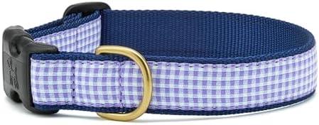 Up Country Purple Gingham Pattern Dog Collar (Large (15 to 21 inches) 1 Inch Wide Width)