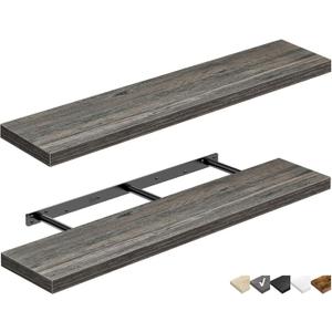 QEEIG Bathroom Shelves 48 inches Long Wall Shelf Large Extra Long 48 x 9 inch Set of 2, Grey (008-120GY) (47.2", D. Grey)