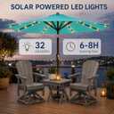 10FT Solar Patio Umbrella with Lights, Outdoor Table Market Umbrella with 32 LED Lights, 8 Sturdy Ribs, Push Button Tilt and Crank for Pool, Deck and Garden, UV-Resistant