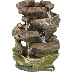Sunnydaze Tabletop Water Fountain - Relaxing Indoor Desktop Water Fountain - Rock Fountain with LED Lights - Office, Bedroom, Living Room
