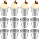 12 Pcs Pudding Molds Flan Molds for Baking Aluminum Baking Cups Muffin Tin Cupcake Mould Nonstick Souffle Darioles Mould