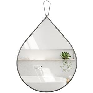 FEUFOAM Small Decorative Mirror Antique Brass Teardrop Mirror with Metal Framed Oval Irregular Wall Hanging Mirrors Modern Accent Mirrors for Living Room Bathroom Entryway Hallway 16x20 Inches