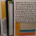 Framed Colorful Abstract Wall Art for Living Room, 3 Piece Mid-century Modern Canvas Prints Paintings Artwork for Walls, Bright Yellow Block Lines Pictures for Hallway Dining Bedroom Wall Decor -16x24