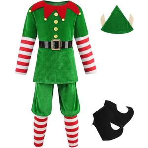 LMYOVE Elf Outfit for Kids, Girls Boys Santa's Helper Costume, Halloween Christmas Elf Outfits Deluxe 5 PCS Set LMYOVE Elf Outfit for Kids, Girls Boys Santa's Helper Costume, Halloween Christmas Elf Outfits Deluxe 5 PCS Set