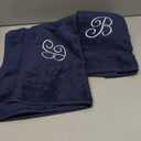 BC BARE COTTON Monogrammed Hand Towel, Navy, 16 x 30 Inches - Set of 2, 100% Turkish Cotton, Extra Absorbent, Soft Terry Finish, Personalized Gift