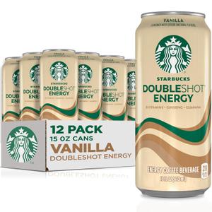 Starbucks Doubleshot Energy Drink Coffee Beverage, Vanilla, Iced Coffee, 15 fl oz Cans (12 Pack) BBD:10-19-26