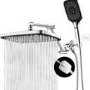12 Inch Rain Shower Head with Handheld Spray Combo and Extention Arm, High Pressure Rainfall Waterfall Shower Heads, Dual Showerhead with 3-Way Diverter - Height/Angle Adjustable(Chrome)